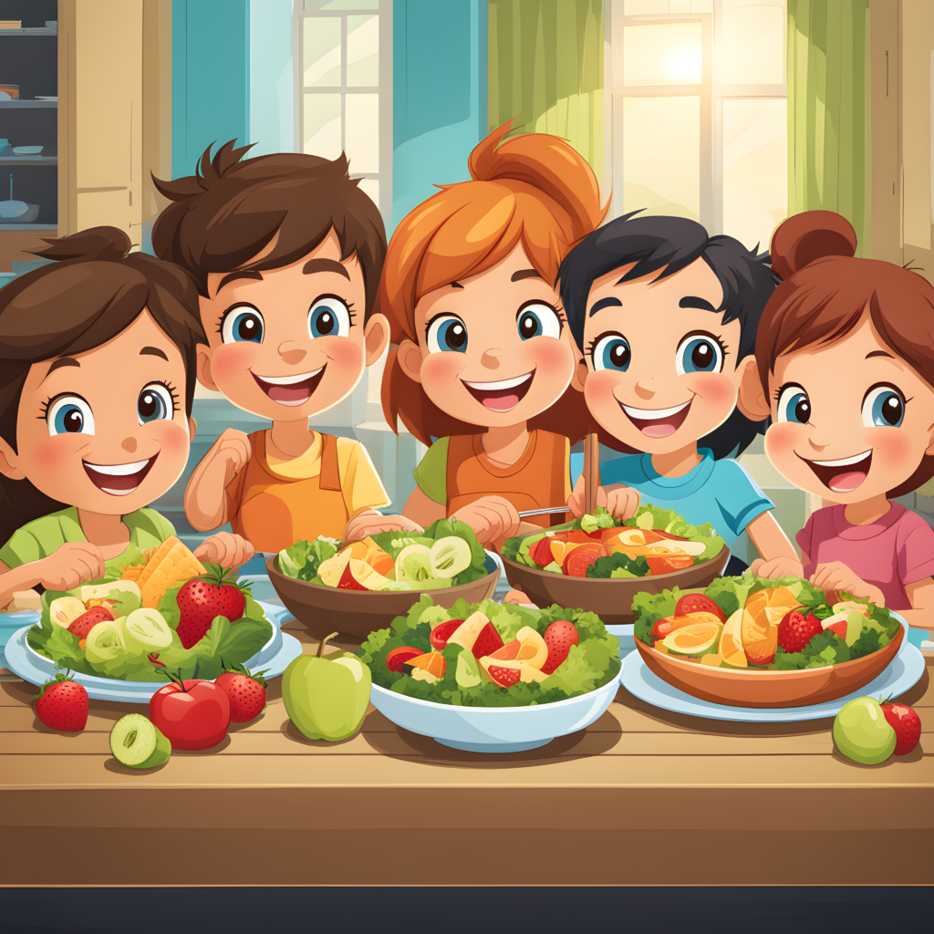 boys-and-girls-smiling-straight-ahead-they-smile-and-feel-very-strong-because-they-know-how-to-eat-238203225-1024x1024 ALIMENTACIÓN SALUDABLE